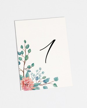TABLE NUMBERS "EUCALYPTUS AND ROSES"