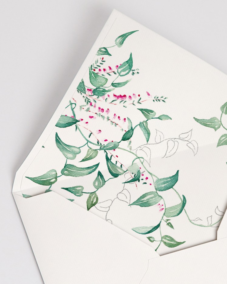 Ivy and Heather lined envelopes