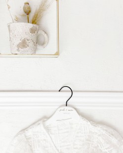White Personalized Hanger with Engraved Names and Date