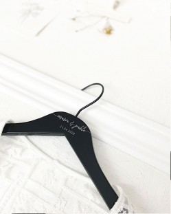 Black Personalized Hanger with Engraved Names and Date