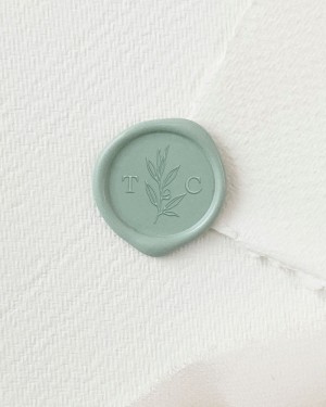 OLIVE WAX SEAL STAMP INITIALS