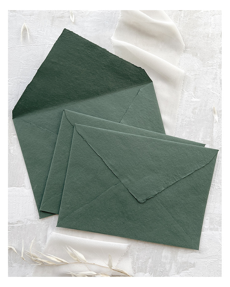 Dark Green Premium Handmade Envelope for Wedding Invitations