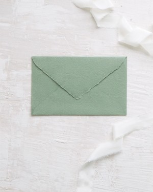 ABOUT HANDMADE OLIVE GREEN B6 MINISTER FOR WEDDING INVITATIONS
